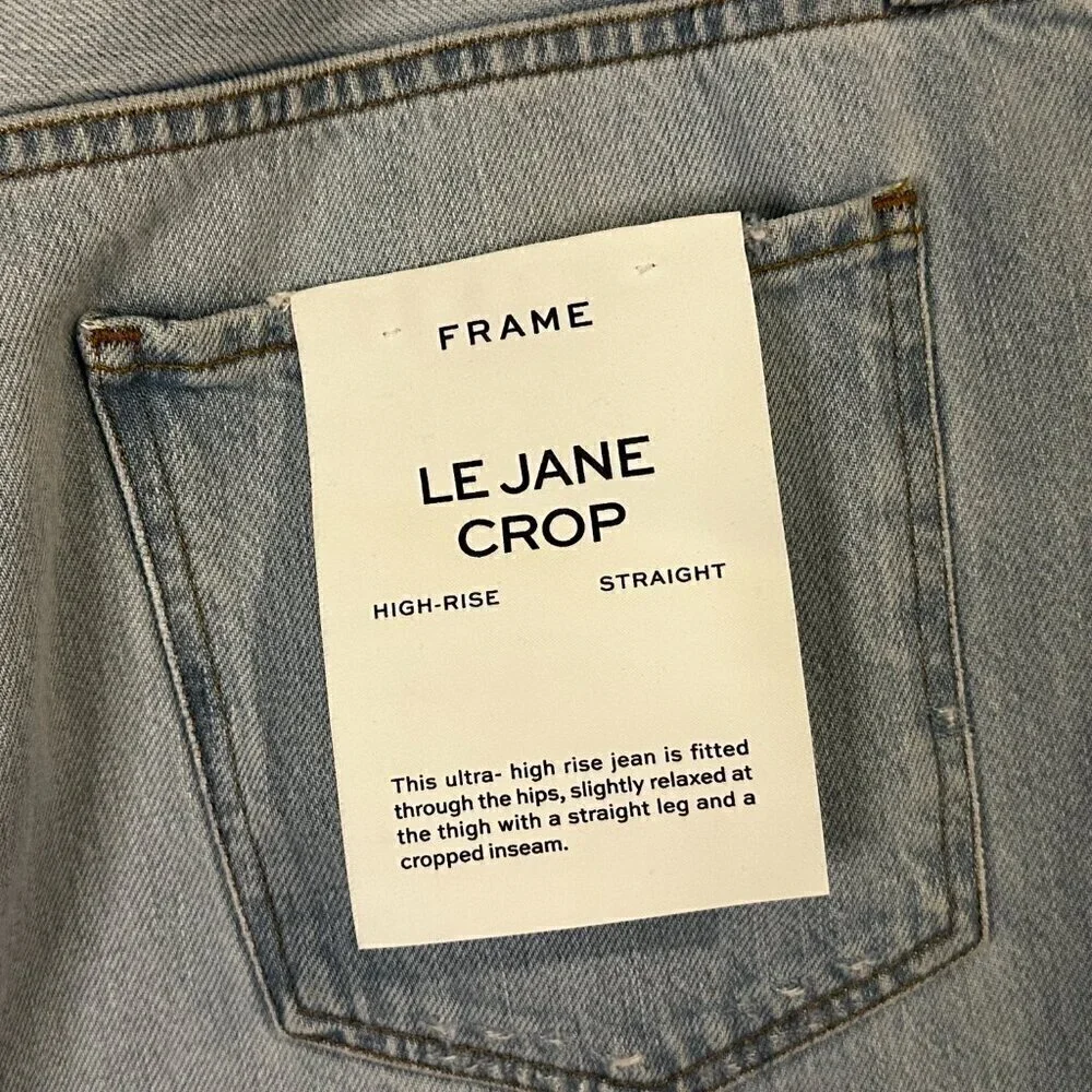 NWT FRAME Le Jane Crop High Rise Straight Distressed Denim- Temecula Rip- Sz 34 - Picture 6 of 7